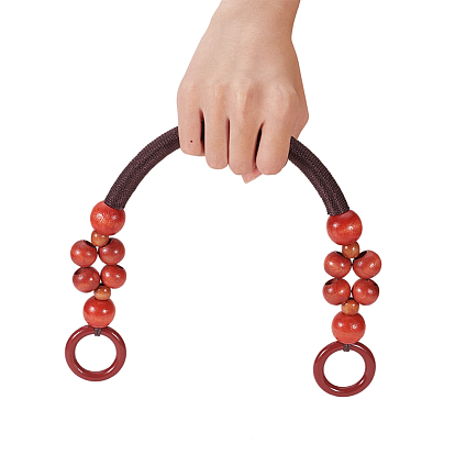 Poignées de sac en bois, avec perles en bois et corde, pour les accessoires de remplacement de sac à main