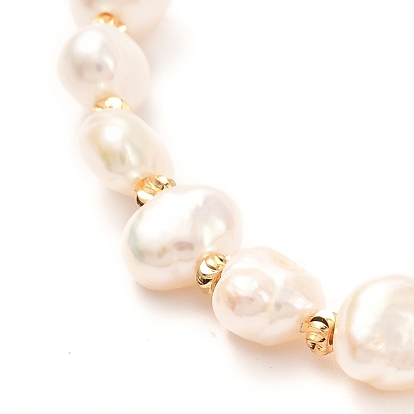 Pulsera deslizante ajustable con cuentas de perlas naturales para regalo de mujer y niña, encantos de bronce, 304 brazalete de cadena de caja de circonita cúbica de acero inoxidable