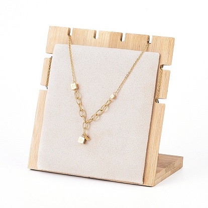 Bamboo Necklace Display Stand, L-Shaped Long Chain Display Stand