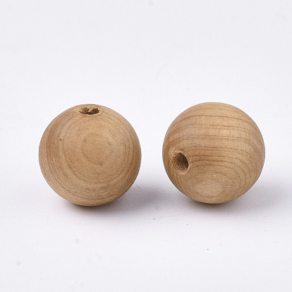 Natural Wood Beads, Undyed, Round