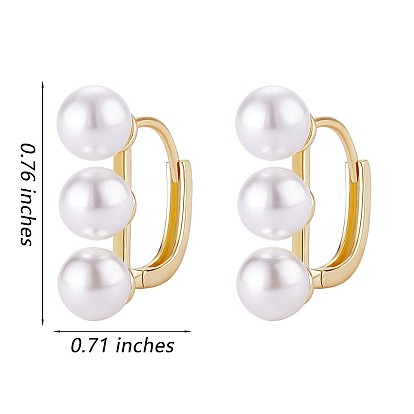 Boucles d'oreilles créoles à perles triple coquille, bijoux en laiton pour femmes