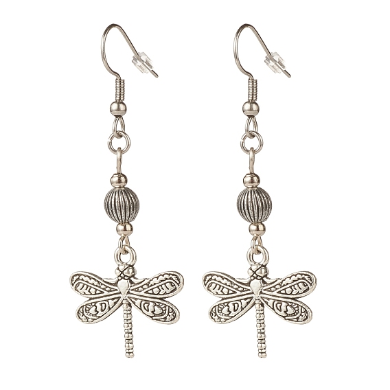 Alloy Dragonfly Dangle Earrings, Long Drop Earrings for Women