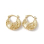 Rack Plating Brass Hoop Earrings for Women, Long-Lasting Plated, Lead Free & Cadmium Free, Moon