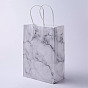 Sacs en papier kraft, avec poignées, sacs-cadeaux, sacs à provisions, rectangle, motif de texture de marbre