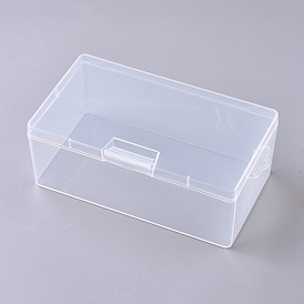 Polypropylene(PP) Storage Containers, with Hinged Lid, for Beads, Jewelry, Small Items, Rectangle