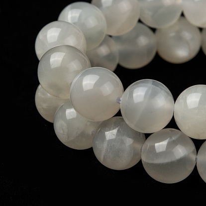 Natural White Moonstone Beads Strands, Grade A-, Round