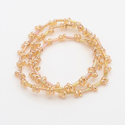 Electroplate Glass Bead Strands, Oval, Pearl Luster Plated