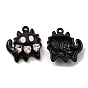 Spray Painted Alloy Enamel with Rhinestone Pendants,  Lead Free & Cadmium Free, Cat with Heart Charm