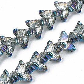 Electroplate Glass Beads Strand, AB Color, Butterfly