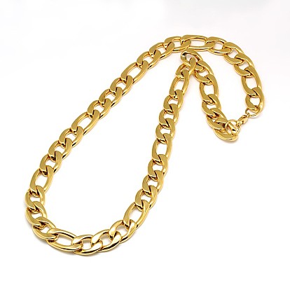 Fashionable 304 Stainless Steel Figaro Chain Necklaces for Men, with Lobster Claw Clasps, 24.02 inch (610mm)x13mm
