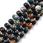 Natural Ocean Jasper Beads Strands, with Seed Beads, Faceted, Rondelle