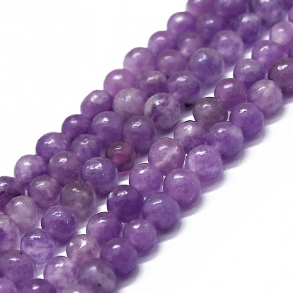 Natural Lepidolite/Purple Mica Stone Beads Strands, Round