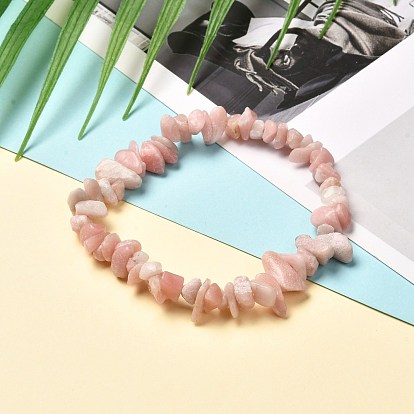 Bracelets extensibles en perles d'opale rose naturelle