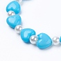 Kids Stretch Bracelets, with Colorful Acrylic Beads and Acrylic Imitation Pearl, Heart