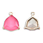 K9 Glass Pendants, with Light Gold Plated Brass Findings, Cadmium Free & Lead Free, Faceted, Triangle