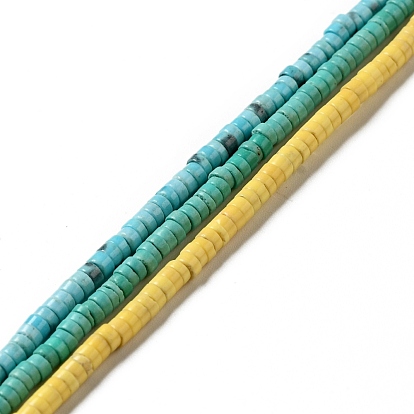 Synthetic Turquoise Heishi Beads Strands, Dyed, Flat Round/Disc