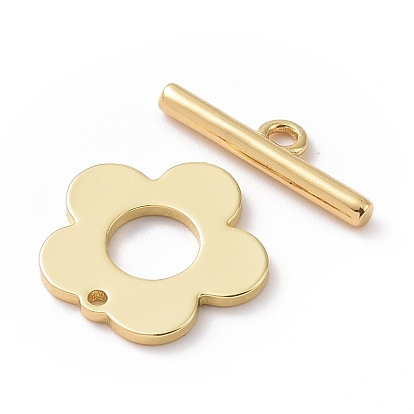 Brass Toggle Clasps, Long-Lasting Plated, Flower
