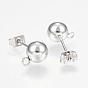 201 Stainless Steel Ball Stud Earring Post, Earring Findings, with Loop and 304 Stainless Steel Pins, Round