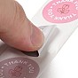 Flat Round Rose Pattern Thank You Paper Stickers Roll, Self-Adhesive Gift Tag for Seal Top Decoration