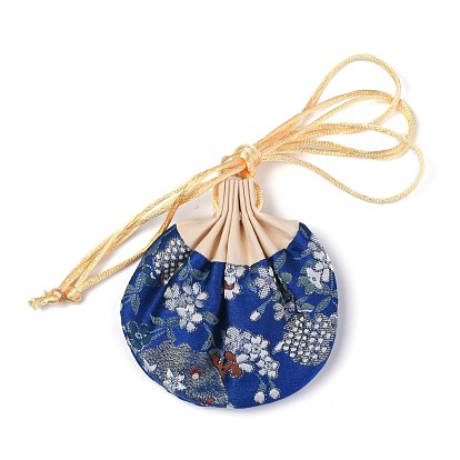 Porte-monnaie sachet de brocart chinois, sac à bijoux brodé floral avec cordon de serrage, pour femmes filles
