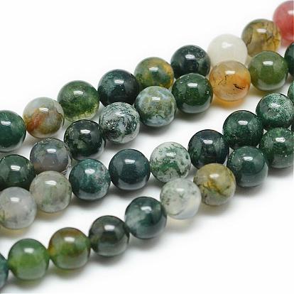 Natural Indian Agate Bead Strands, Round