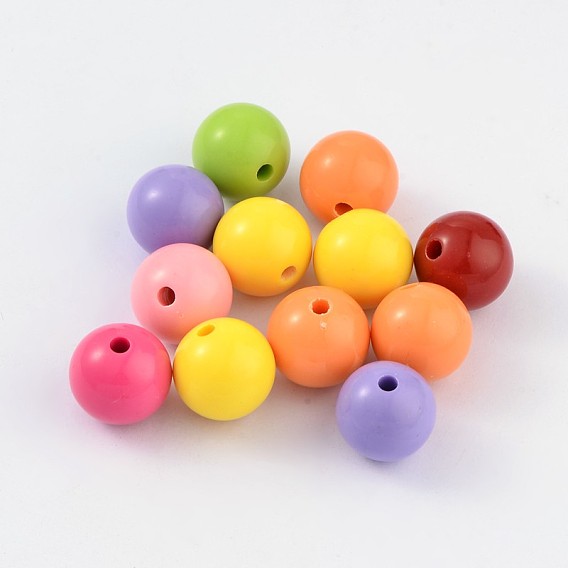 Perles acryliques de bubblegum trapu opaques, ronde, 24mm, trou: 2 mm, environ 64 pcs / 500 g