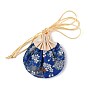 Chinese Brocade Sachet Coin Purses, Drawstring Floral Embroidered Jewelry Bag Gift Pouches, for Women Girls