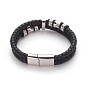 Retro Braided Leather Cord Bracelets, with 304 Stainless Steel Clasps and Findings