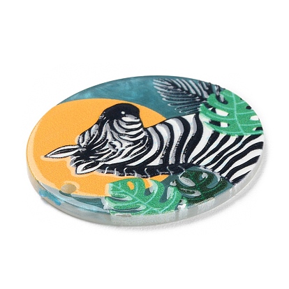 Pendentifs acryliques, ovale avec motif animal