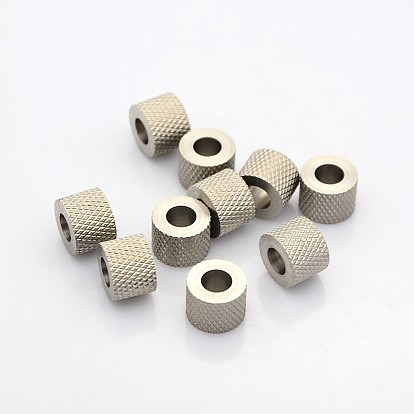 Column 304 Stainless Steel Beads, Large Hole Beads, 12x9mm, Hole: 6mm