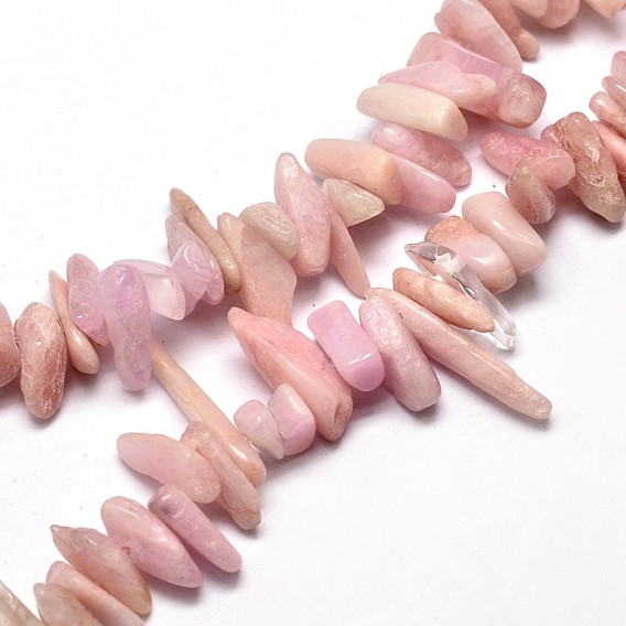 Natural Kunzite Chip Beads Strands, Spodumene Beads, 8~30x5~12mm, Hole: 1mm, about 15.3 inch ~15.7 inch