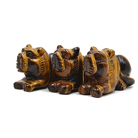 Figurines de tigre de guérison sculptées en œil de tigre naturel, Décorations d'affichage en pierre d'énergie reiki