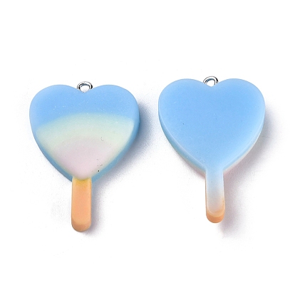 Resin Pendants, Imitation Lollipop, Heart, Necklace Keychain Pendant