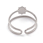 304 Stainless Steel Cuff Rings, Hollow Out Sun Element Ring for Women