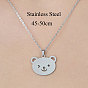 201 Stainless Steel Hollow Bear Pendant Necklace