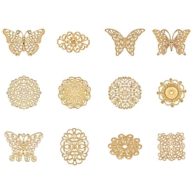 Brass Filigree Links, Mixed Shapes