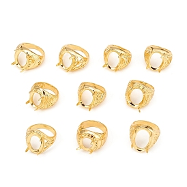 Long-Lasting Plated Brass Finger Ring Components, 4 Claw Prong Ring Settings, Mixed Style
