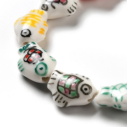 Handmade Printed Porcelain Beads, Fish