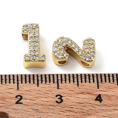 Rack Plating Brass Micro Pave Cubic Zirconia Multi-Strand Links, Cadmium Free & Lead Free, Long-Lasting Plated, Number