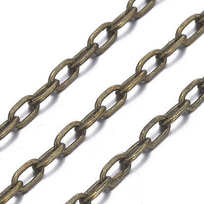 Brass Cable Chains, Diamond Cut Chains, Unwelded, Faceted, with Spool, Oval, Cadmium Free & Lead Free