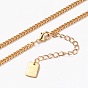 Brass Curb Chain Necklaces, with Lobster Claw Clasps, Long-Lasting Plated, Word Good Luck