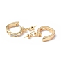 Brass Micro Pave Clear Cubic Zirconia Twister Clasps, for Half Drilled Bead