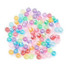 Perles en plastique transparentes, de couleur plaquée ab , baril