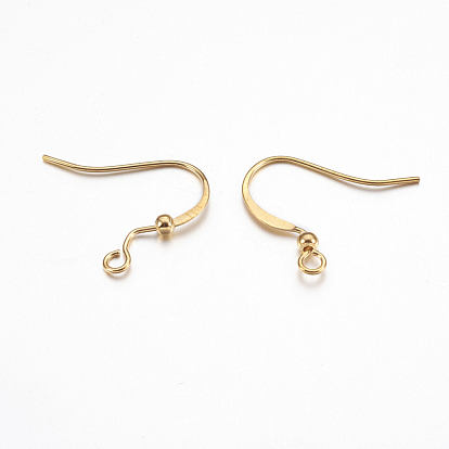 Brass Ear French Earring Hooks, with Horizontal Loop, Flat Earring Hooks