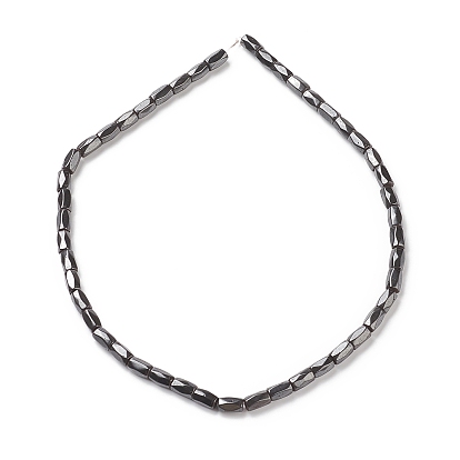 Magnetic Synthetic Hematite Beads Strands, Eighteen Facets, Tube, Black