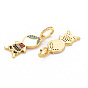 Brass Micro Pave Colorful Cubic Zirconia Pendants, with Enamel, Nickel Free, Real 18K Gold Plated, Boy