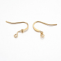 Brass Ear French Earring Hooks, with Horizontal Loop, Flat Earring Hooks