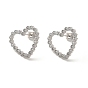 Aretes de corazón ahuecados con diamantes de imitación de cristal, 304 joyas de acero inoxidable para mujer