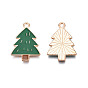 Christmas Style Alloy Enamel Pendants, Cadmium Free & Lead Free, Light Gold, Christmas Tree