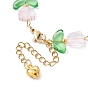 Bracelets de perles de fleurs en verre, avec 304 inoxydable chaînes en acier
